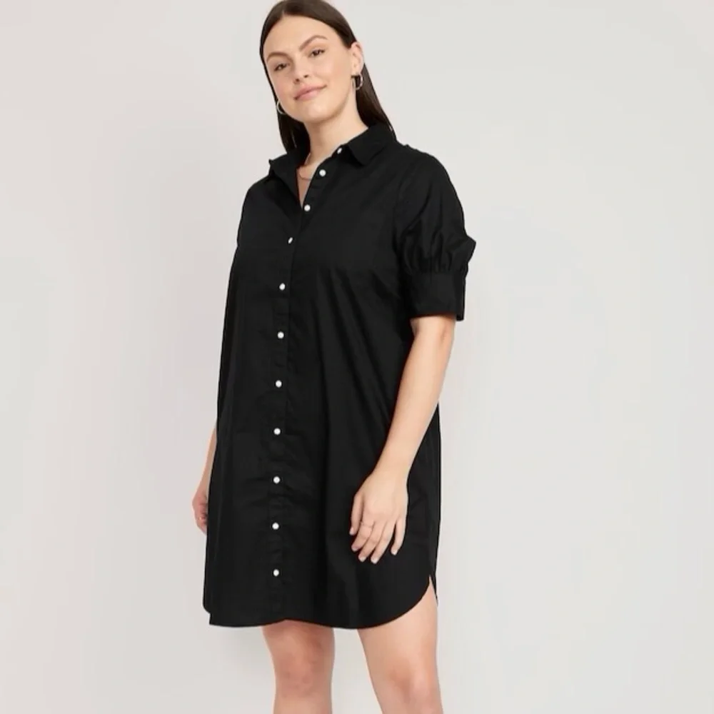 NWT! Black Short-Sleeve Shirt Dress for Women - Multiple Sizes